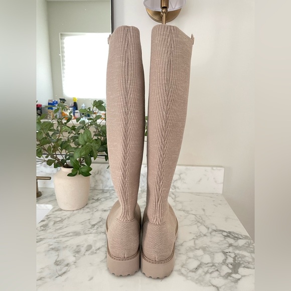 Vivaia Filipa Wool Knee Hi Tall Boots Pull On Womens Size 9.5 /41 Beige taupe - Picture 8 of 15